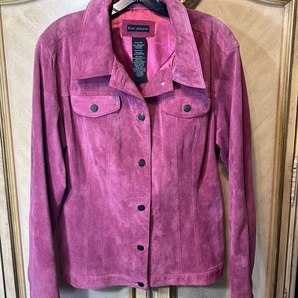 For Joseph Pink Suede Button Front Jacket XL